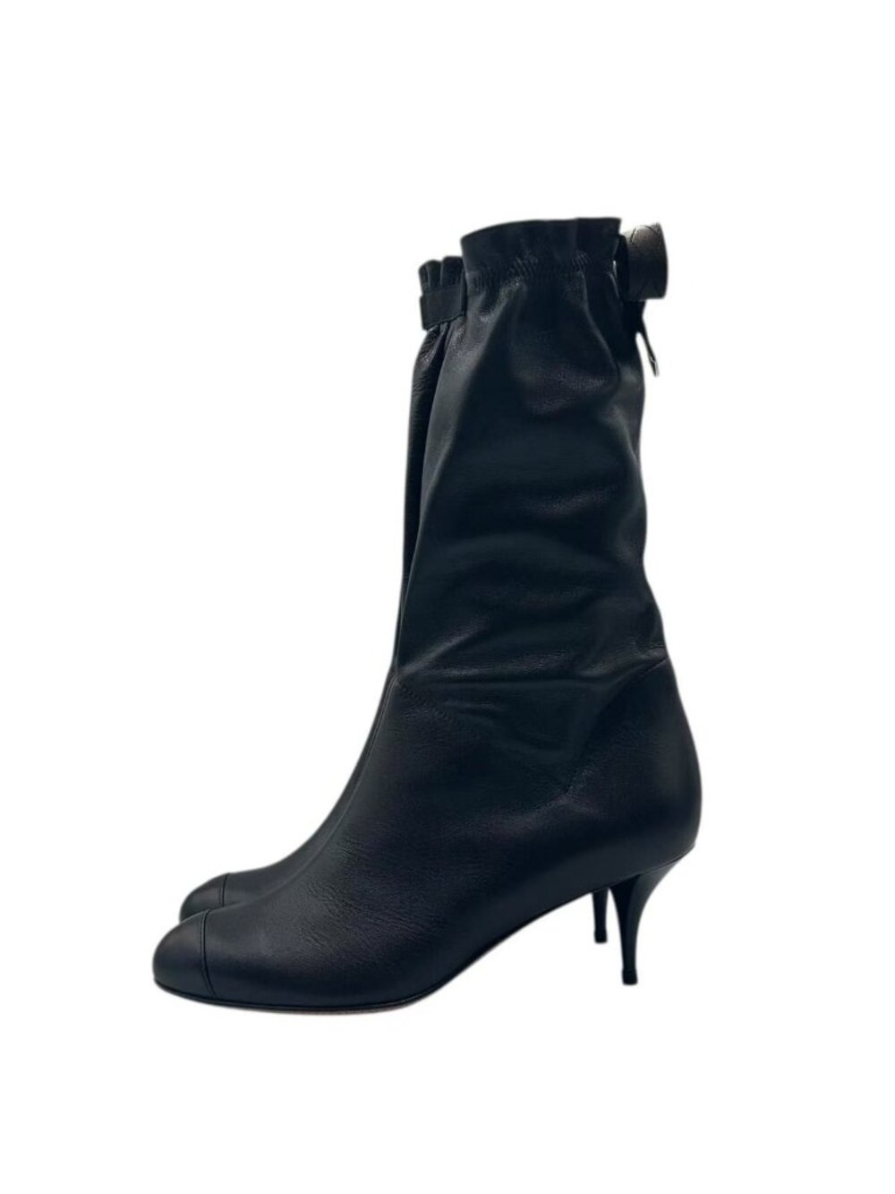 Chanel Short Boots CC Logo Leather Black - Picture 2 of 7